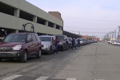 Cars lined up for Gifts